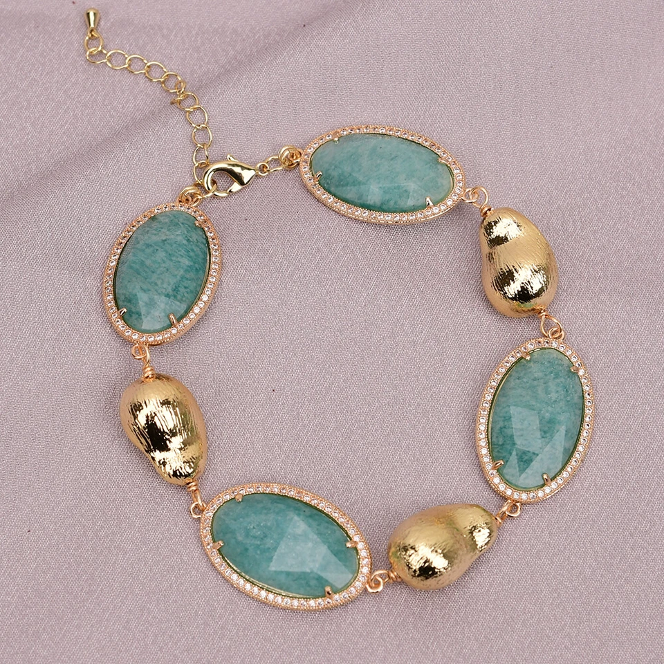 Juegos de aretes collar pulsera circonita cúbica circonita verde natural gemas amazonita Foto 1 de 1