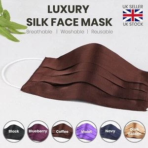Máscara facial de seda reutilizable de lujo lavable transpirable unisex Reino Unido Virus Dust Protect - Imagen 1 de 14