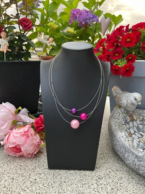 Handgefertigt Blau Türkis Polaris Perlen Halskette Karabiner Edelstahlverschluss - Bild 1 von 4