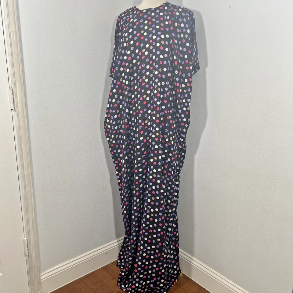 Handmade Kaftan Maxi Dress Womens OS Polka Dot Rayon Caftan Kimono Beachy - Image 1 of 4