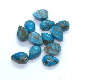 Blue Copper Turquoise Pear Flat Back AAA Loose Gemstone For Assorted Jewelry - Picture 1 of 7