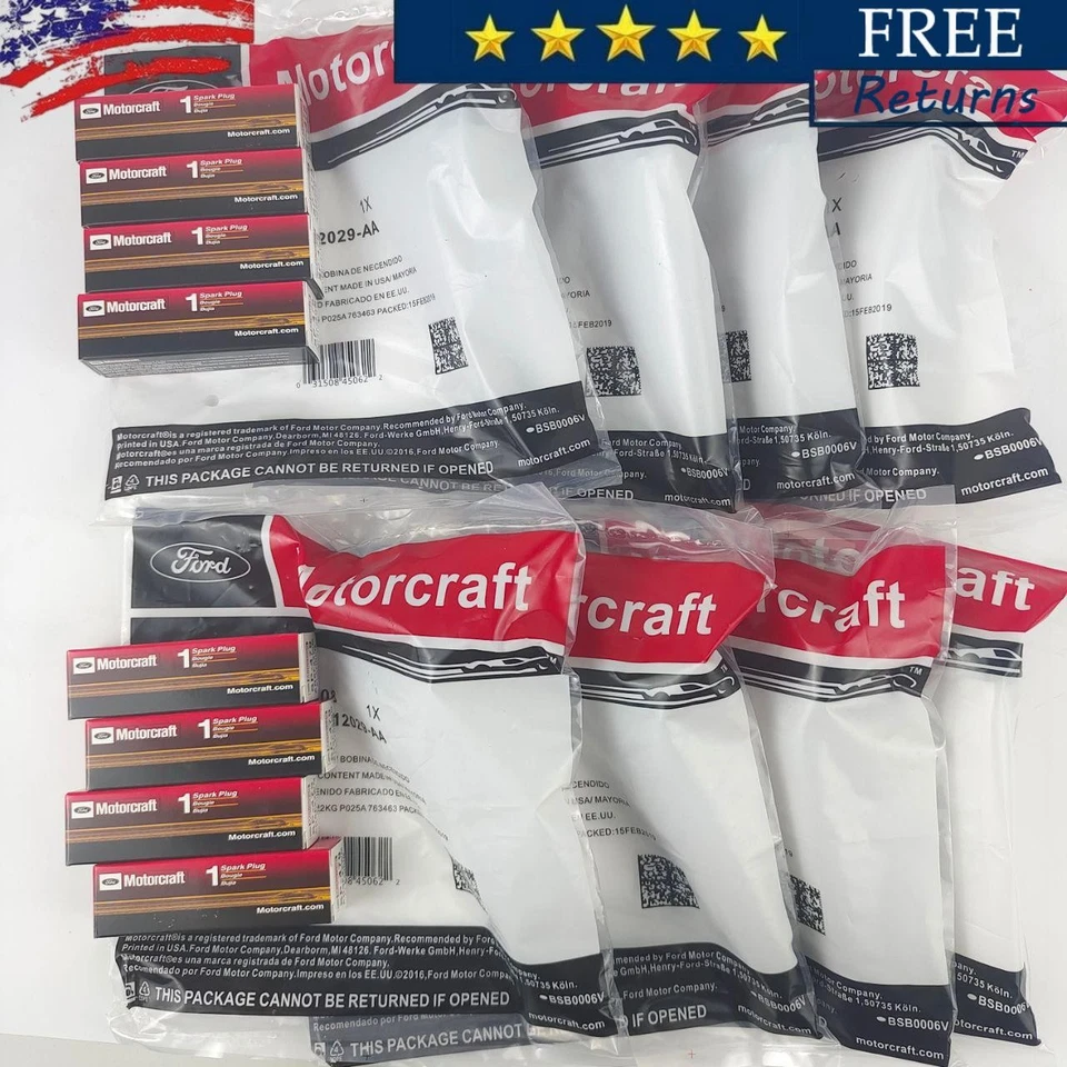 8pcs NEW Motorcraft Ignition Coil DG508 &Spark Plug SP479 For Ford F150 4.6 5.4L - Изображение 1 из 4
