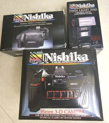 Estuche para cámara 3D Nishika N8000 flash VHS todo en caja original abierto sin usar Foto 1 de 4