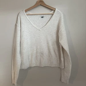 Acogedor suéter crema cuello en V American Eagle para mujer talla mediana - Imagen 1 de 7