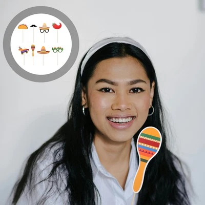  9 Pcs Décorations De Carnaval Des Accessoires Photo Pour La Fête - Photo 1/4