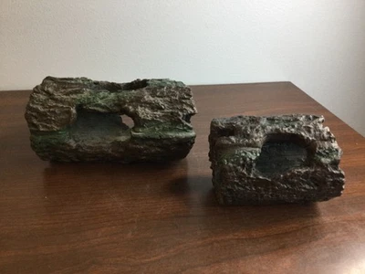 Decoración de acuario 2 troncos huecos de resina tronco de árbol adorno de acuario pecera Foto 1 de 4