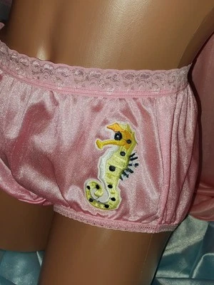 BRAGAS CORTAS DE COLECCIÓN Nylon Sedoso LTD VIDA MARINA ENCAJE CINTURA MARICÓN PIERNA ALTA TALLA 8 Foto 1 de 4