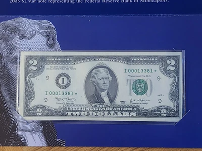 2003 $2 BEP STAR NOTE MINNEAPOLIS DISTRICT "ONLY" 16k PRINTED I00013381* - Image 1 of 4