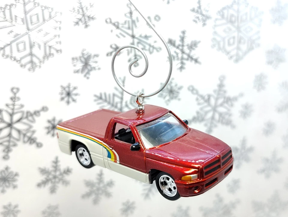 1994 Dodge Ram 1500 Custom Christmas Ornament Gift 1:64 Muscle Truck Car Striped - Image 1 of 4