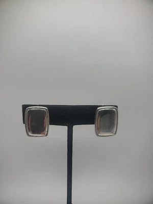 Винтажный Napier серьги зажим на Huggie серебристого тона прямоугольник ювелирных изделий костюм - Изображение 1 из 4