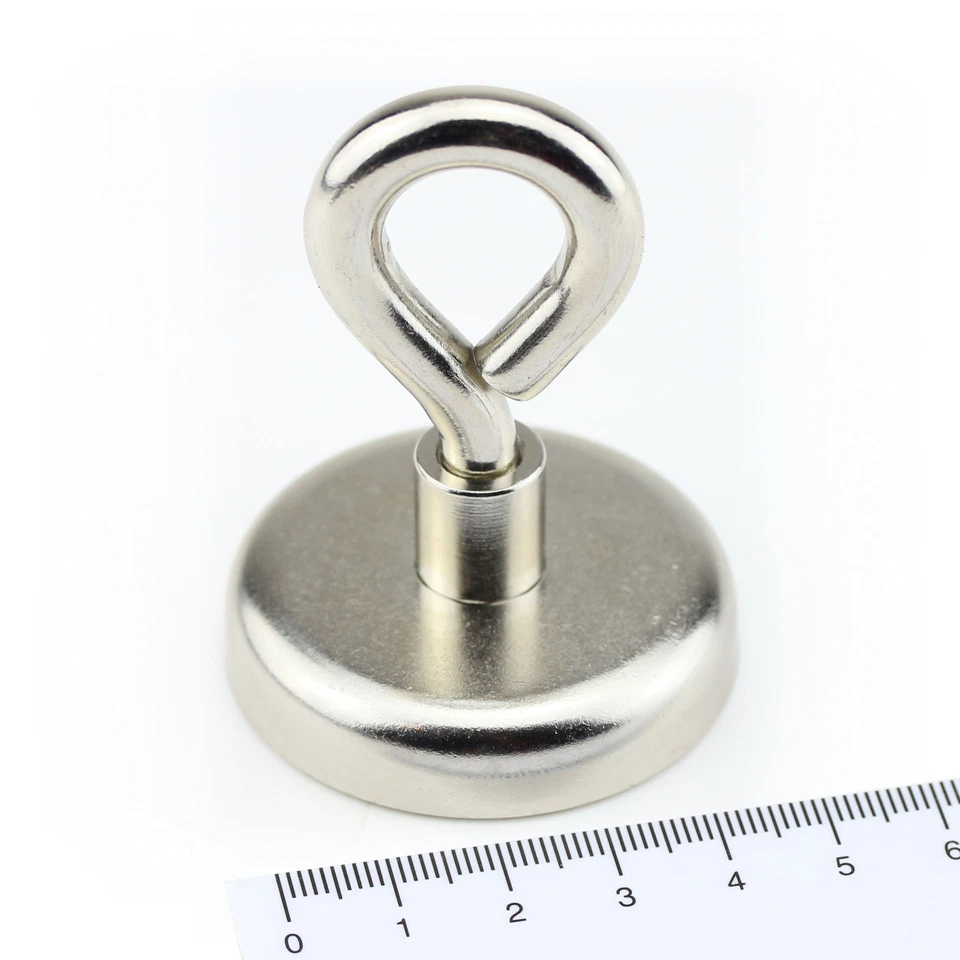 Magnethandel 1 Neodym Power Ösenmagnet D48 Mm NdFeB bis 80 Kg 