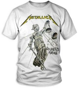 Nuova maglietta METALLICA JUSTICE FOR ALL WHITE Distressed LICENSED CONCERT BAND - Foto 1 di 1