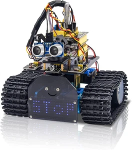 KEYESTUDIO Mini Tank Robot Smart Car Kit for Arduino, Light/Ultrasonic Follow, I - Picture 1 of 7