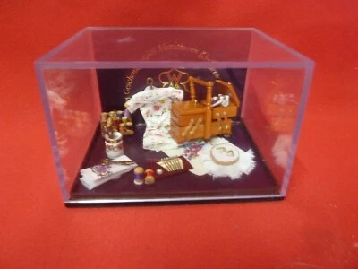 REUTTER PORZELLAN DOLLS HOUSE MINIATURE SEWING BOX ACCESSORIES KIT BOXED GERMANY - Image 1 of 4