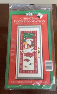 New Vintage Christmas Door Decoration Panel Jeanmarie Merry Christmas Santa - Picture 1 of 2