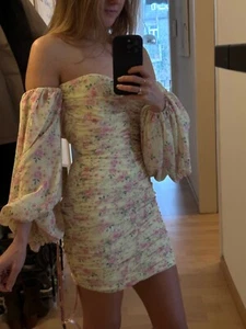 HOUSE OF CB 'Giovanna’ Lemon Yellow Ruched Corset Dress XS Retail $195 - Picture 1 of 7