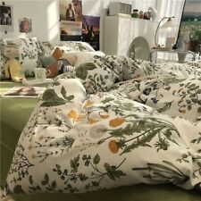 Bedding Set Duvet Cover Flat Bed Sheet Pillowcases Plants Flowers Soft Bed Linen