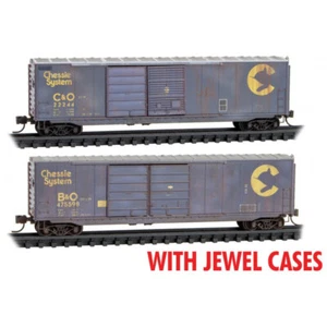 Paquete de 2 vagones de carga N MICRO TRAINS 983 05 053 sistema Chessie desgastado 50' Std - Imagen 1 de 4