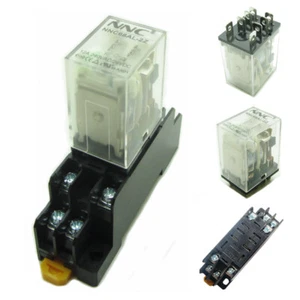 Relé de alimentación de bobina DC 12V 12A DPDT LY2NJ enchufe de 8 pines + base de enchufe de riel Din  - Imagen 1 de 10