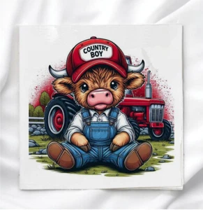 Panel de tela de vaca Country Boy para acolchado artesanía costura bloque de edredón - Imagen 1 de 3