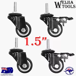 4pcs 1.5" 40mm PU Castors Swivel M8x25mm BOLT Castor Caster Wheel Wheels 2 Brake - Picture 1 of 3
