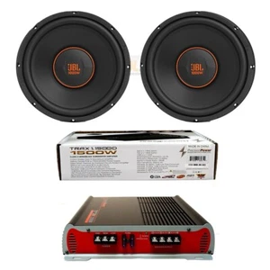2) JBL GX1200 Series 12" 4 ohm Subwoofers + 1500 Watt Peak Subwoofer Amplifier - Picture 1 of 6
