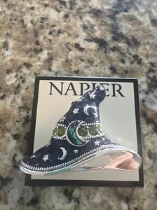 NEU NEU MIT ETIKETT Napier Anstecknadel Brosche silberfarben Halloween Hexenhut - Bild 1 von 1