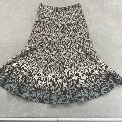 Maxi Falda Tapemeasure Mujer 10 Marrón Blanco Azul Estampado Y2K Indie Vintagev Floral Foto 1 de 4