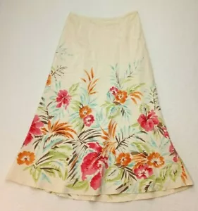Talbots Womens Skirt Size 6 Floral A-Line Silk/Linen Blend Below Knee Side Zip - Picture 1 of 11