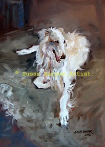 Borzoi Signed Dog Print by Susan Harper Unmounted - Picture 1 of 2