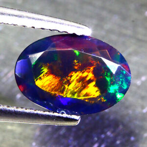 1.16ct 11x8mm Oval Cut 100% Natural AAA Floral Flash Play Of Color Black Opal