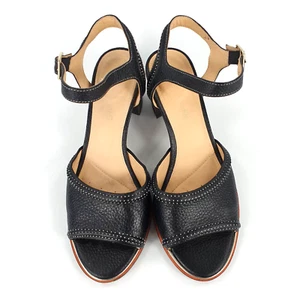 Sandals Heels Black Leather Size 5 Clarks - Picture 1 of 13