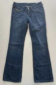 Women's Ariat Ruby Blue Denim Jeans Dark Wash Embroidered Low Rise 27L Boot Cut - Picture 1 of 14