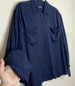 Nautica Blue Blouse Womens Button Front Shirt Long Sleeve Tunic Large - Picture 1 of 11