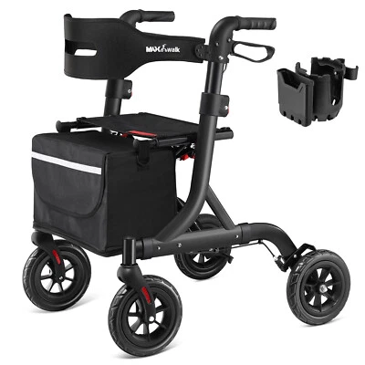 All-Terrain Rollator Walker for Seniors Rubber Wheels Foldable Lightweight 300lb - Image 1 of 4