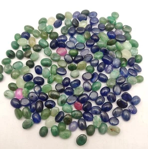 80 CT Natural Emerald Ruby Blue Sapphire Oval Cabochon 31 Pcs 7x8-7x10 MM - Picture 1 of 4