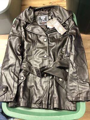 Vintage - Talla Mediana - Chaqueta de Cuero A Collezioni - Color Marrón - Hecha en Italia Foto 1 de 4