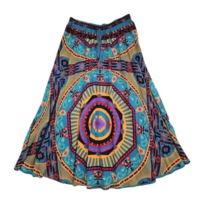 Flying Tomato Womens Geometric Print Maxi Skirt Size M Boho Colorful Hippie Blue - Image 1 of 4
