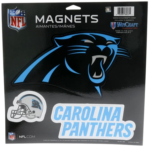 Carolina Panthers Licensed NFL 3 piece set Magnets 5x9 inch Panther Head Cover