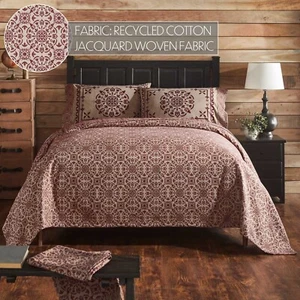 Custom House Borgoña Tostado Jacquard King Cobertor 106x97 Algodón Medallón - Imagen 1 de 5