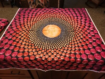 P&B Textiles Mindful Mandalas Panel 43x43 Polka Dot Circle Red Yellow - Image 1 of 4
