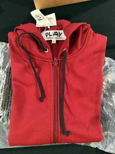Mens COMME DES GARCONS CDG PIXELATED RED HEART ZIPPERED HOODY X INVADER Large L - Picture 1 of 4