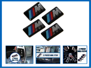 STEMMA M SPORT PER BMW VOLANTE RUOTE CERCHI LEVA CAMBIO MARCE FREGIO LOGO - Foto 1 di 4