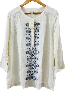 Nuevo con etiquetas Túnica Top Popover Bordada Marca Lucky para Mujer Talla L Marfil Manga Larga - Imagen 1 de 10