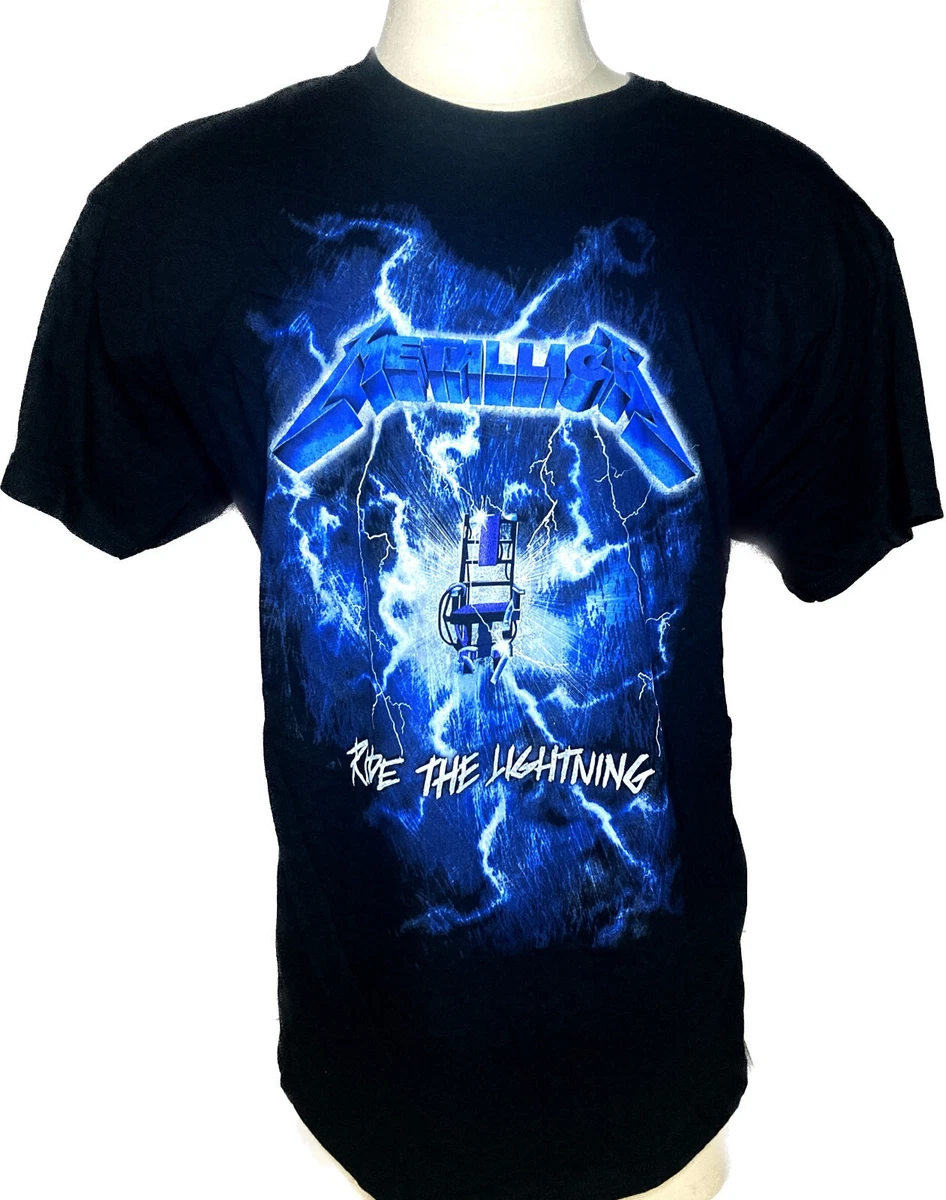 T-shirt Metallica Vintage Ride The Lightning - Couleur Noire, Coupe Unisexe - Coton Doux, Licence Officielle Pour Fans
