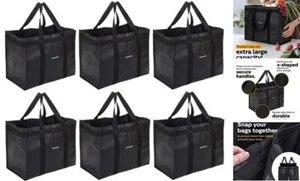  Heavy Duty Reusable Grocery Bags, Extra Large Collapsible Tote Holds 4 Pack - Picture 1 of 7