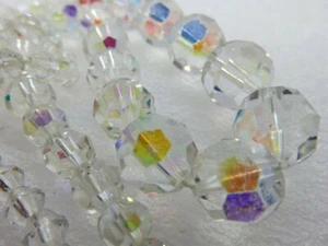 628 - Collier de perles en verre/cristal facetté irisé - Attache en Laiton - 194 - Foto 1 di 12