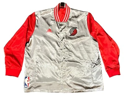 ADIDAS Men's JACKET Red/Silver PORTLAND TRAIL BLAZERS Varsity NBA 2XL SnapButton - Image 1 of 4