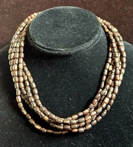 Silpada Necklace 18" Palm Wood Beads 6 Strand Sterling Silver N1349 - Picture 1 of 8