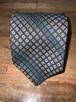 VTG Tonino Firenze Men’s Tie polyester geometric black, teal, beige, 56”, 3 1/4” - Image 1 of 4